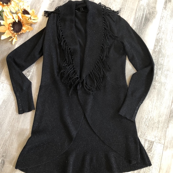 White House Black Market Sweaters - White House Black Market Black Shimmer Cardigan